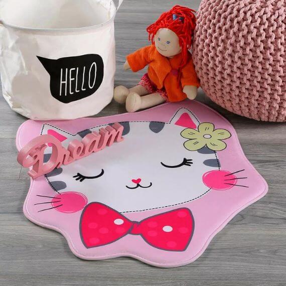 Tapis lavable en machine multicolore enfant Kitten